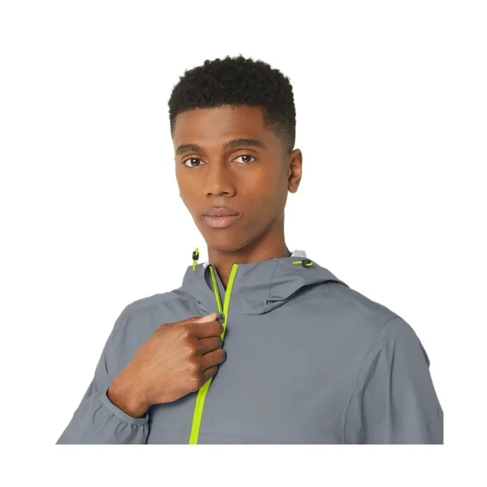 ASICS® (Men's 2XL) Waterproof Jacket in Sheet Rock/Lime Zest - $110